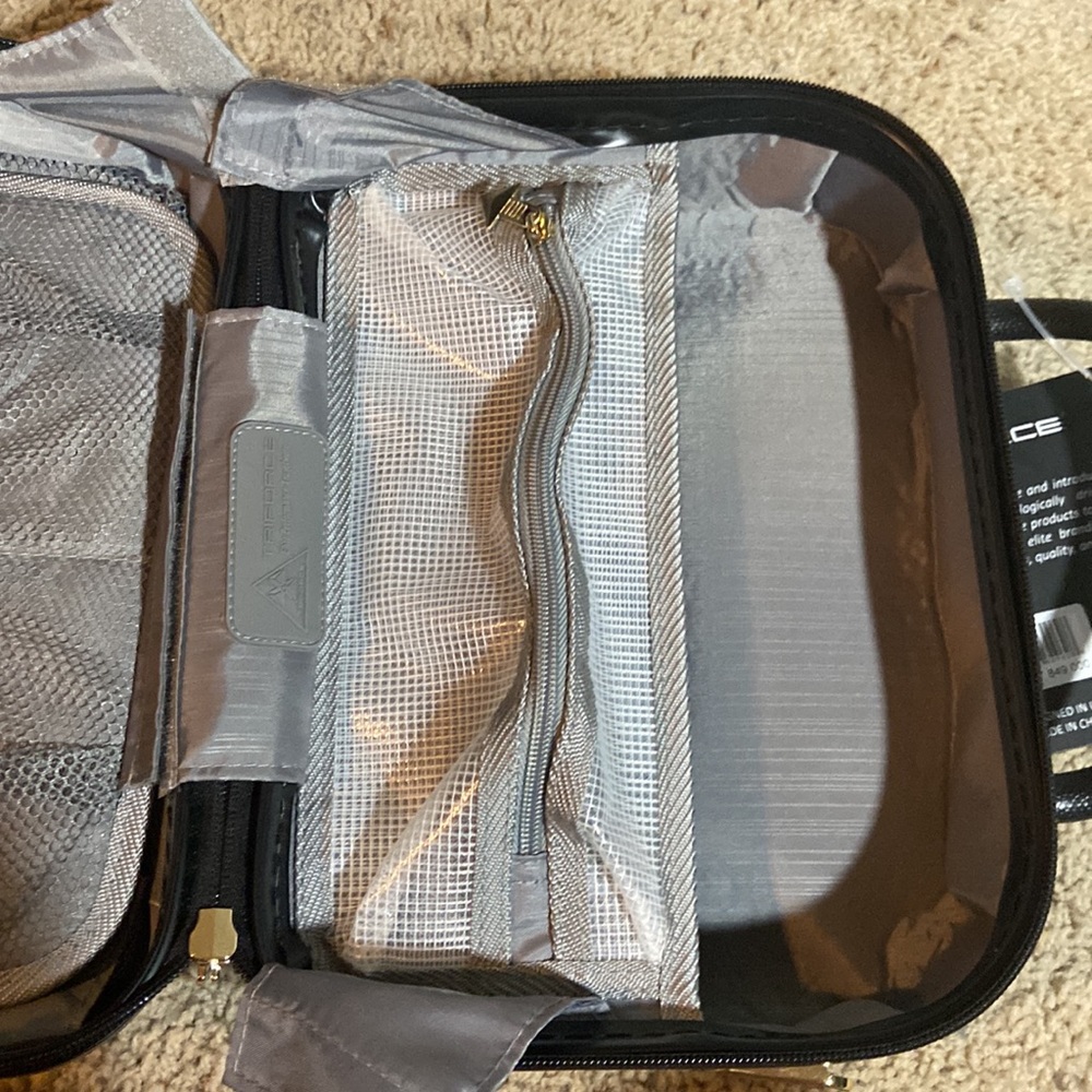 NWT-blue watercolor  Hardside Cosmetics Case w/ Crossbody Strap, Organizer - Picture 14 of 15